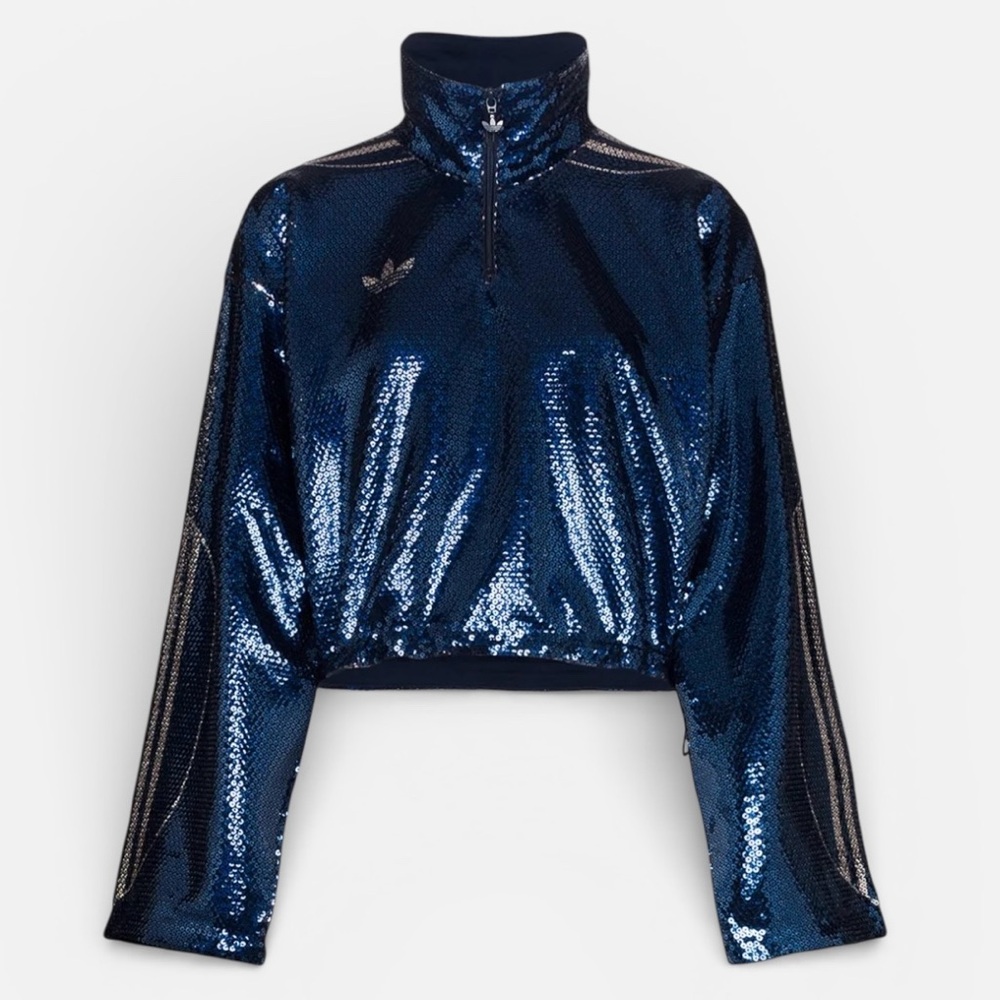 *NWT* ADIDAS X ANNA ISONIEMI SEQUIN TRACK PULLOVER -NIGHT INDIGO- Size XS